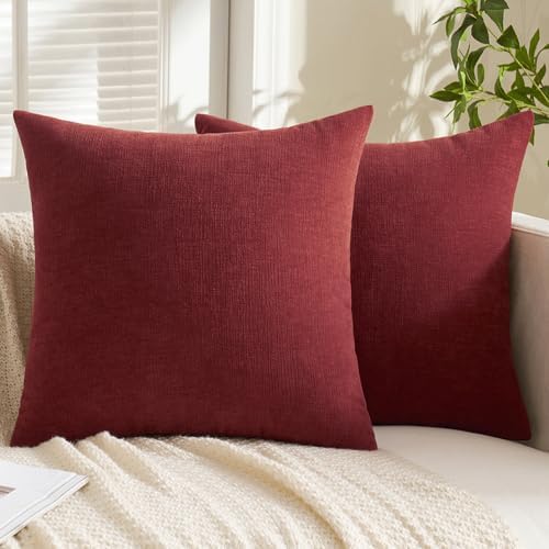 MIULEE Wine Red Chenille Couch Throw Pillow Covers, 18x18 - Image 6