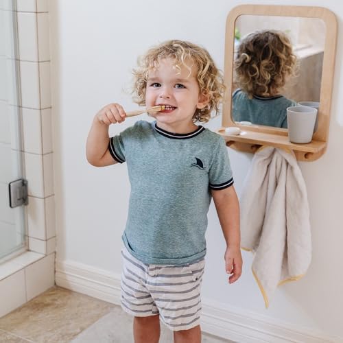 Montessori Wooden and Acrylic Wall Mirror with Hooks for Toddlers - Entryway Mirror with Hooks and Shelf Organizer Self-Care Station - Image 6