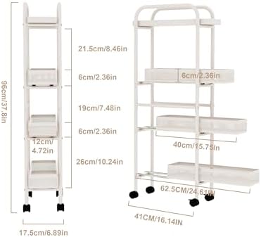 UMDONX 4-Tier Narrow Mobile Storage Cart with Pull-Out Baskets - Image 6