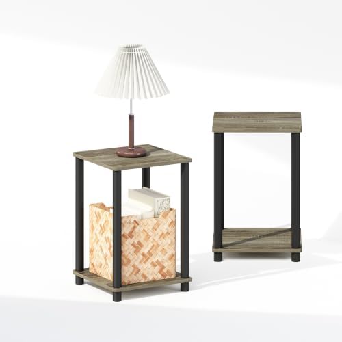 Furinno Turn-N-Tube Night Stand Set of 2, 2-Tier Nightstand, French Oak - Image 6