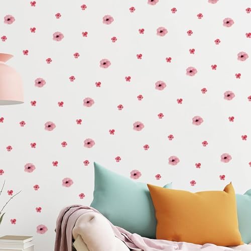 208Pcs Boho Flower Wall Stickers, Peel and Stick Pink Floral Wall Decals, Removable Neutral Watercolor Wildflower Blossom Window Clings for Girls Bedroom Living Room Offices Home Decoration - Image 7