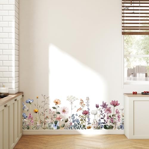 ANNA QUEEN Wildflower Wall Decals Peel and Stick, Vintage Botanical Flower Wall Stickers, Floral Wall Decor Removable Vinyl Wall Art for Bedroom Living Room Home Decor - Image 7