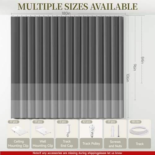 Room Divider Curtains Set, Extra Wide Blackout Curtains with Ceiling Track - Image 6