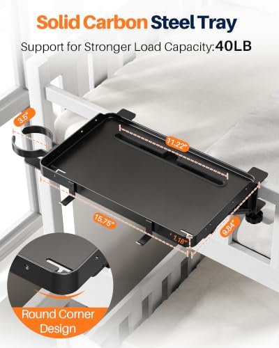 Foldable Bedside Shelf for Dorm Room Bunk Bed, Clip On Bed Tray - Image 6