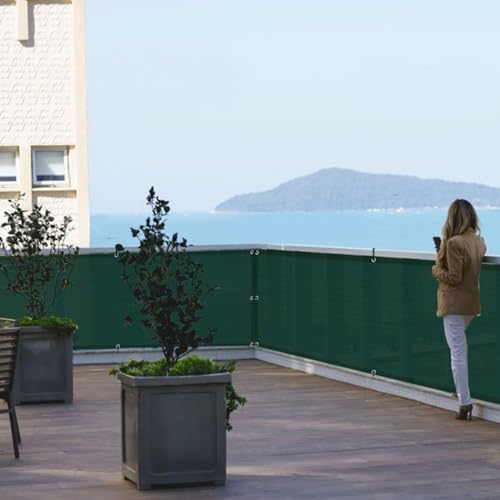SUNLAX Custom Size 3'x19' Dark Green Balcony Privacy Screen 90% UV Block - Image 6