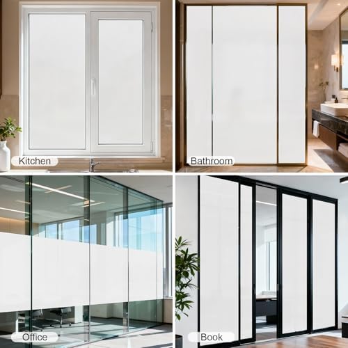 Window Privacy, Removable Glass Door Privacy Film, Suitable for Bathrooms, Offices, Static Cling Decorative Film, Reusable Window Stickers (White, 29.6 x 78.7 inch) - Image 6
