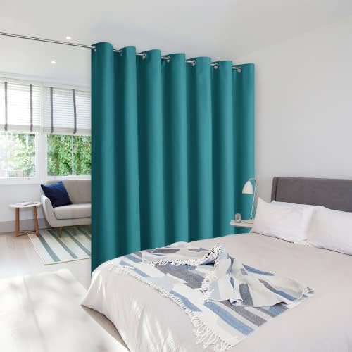 NICETOWN Room Divider Heavy Curtain Screen Partitions, Basement Hospital Medical Clinic Spa Lab Cubicle Divider Privacy Screen, Patio Door Curtain (Peacock Blue, 1 Panel, 8.3ft Wide x 11ft Long) by NICETOWN