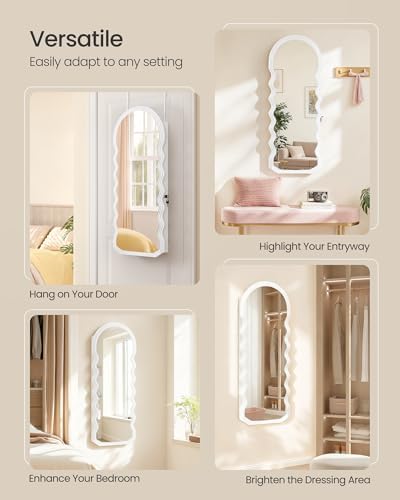 SONGMICS Wide Jewelry Organizer, Wall/Door Mounted, LED Cabinet, Lockable - Image 6