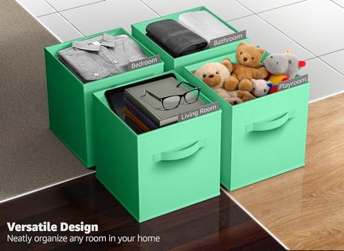 Sorbus Fabric Storage Cubes, 8 Pack, with Handles (Teal) - Image 6