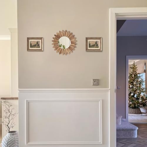 LOSOUR Wall Decor 12 inch Rustic Round Wood Mirror Decorative Boho Sunburst Mirror Boho Home Decor Farmhouse Wall Decor for Bedroom Living Room Entryway - Image 6