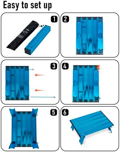iClimb Ultralight Compact Mini Beach Picnic Folding Alu. Table with Carry Bag, Two Size (Blue - S) - Image 6