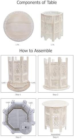 COTTON CRAFT Solid Wood End Table - Hand Carved Folding Accent Side Table - Image 7