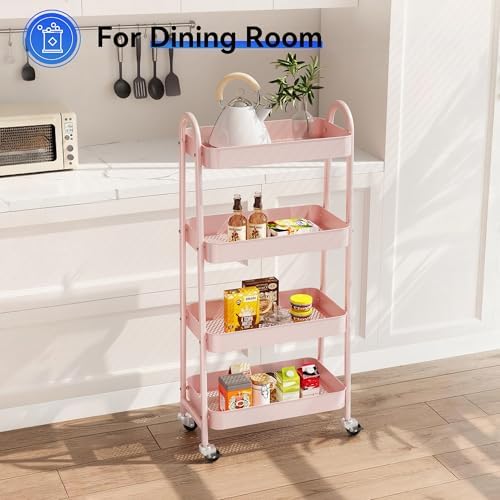 NEWBULIG 4-Tier Metal Rolling Storage Utility Cart with Lockable Wheels - Image 6