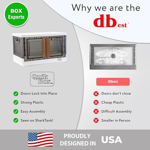 dbest products Quik Box 8.5 Gallon Stackable Storage Bins with Doors, Collapsible Organizer Foldable Container, for Bedroom Living Room Neat, Tidy Dorms and Organized Homes Boxes, White - Image 6