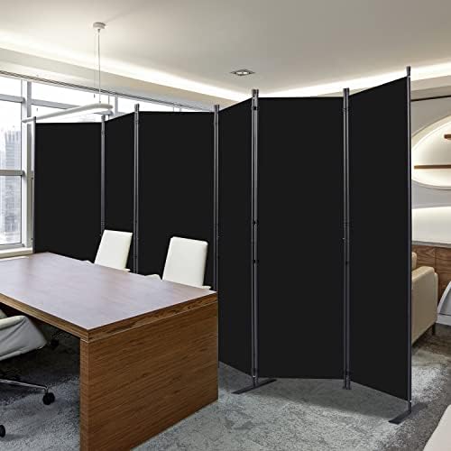 Room Divider, 6 Panel Folding Privacy Screens with Wider Feet, Black - Image 6