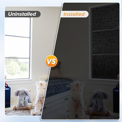 rabbitgoo Blackout Window Film, Sun Light Blocking Room Darkening Privacy Window Cover, Removable Day Sleep Black Out Shades Tint for Home Frosted Glass Film, 3D Cross, Black, 23.6" x 78.7" - Image 7
