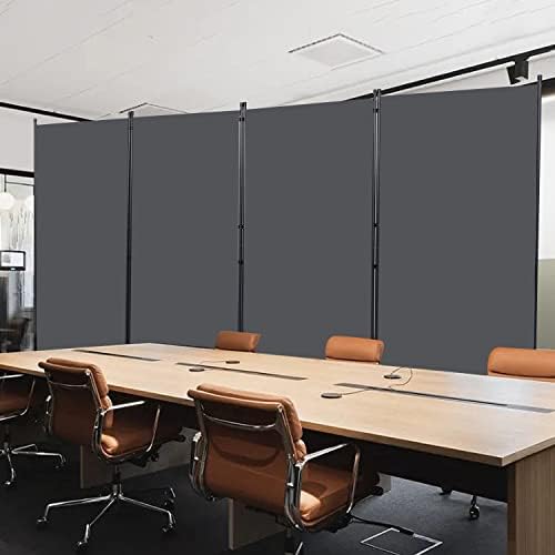 Room Divider, 4 Panel Folding Privacy Screens with Wider Feet, Grey - Image 6