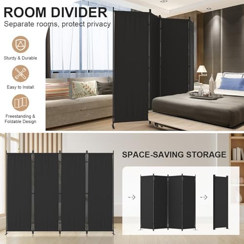 Folding Screen Room Divider 4 Panel for Room Separator 6FT - Image 6