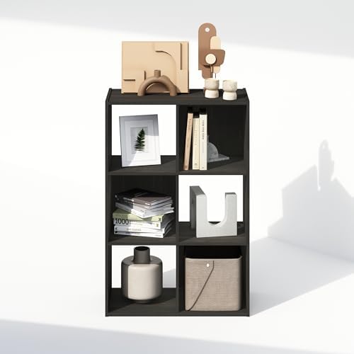Furinno PELLI Book Shelf, 6-Cube Bookshelf, Cube Storage Organizer Bookcase, 11.7 x 23.7 x 35.4, for Living Room, Bedroom, Home Office, Espresso - Image 6