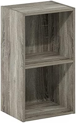 Furinno PASIR Book Shelf, 2-Tier Modern Bookshelf, Open Shelves Bookcase 9 x 12 x 21, Easy Assembly, for Living Room, Bedroom, Home Office, French Oak - Image 6