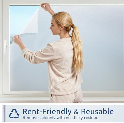 rabbitgoo Frosted Glass Window Privacy Film, No Glue, 35.4" x 118.1" - Image 6