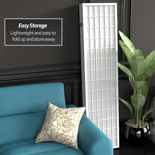 Red Lantern 6 ft. Tall Window Pane Shoji Screen - White - 5 Panels - Image 6