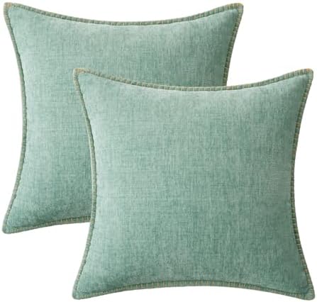 MIULEE Decorative Couch Throw Pillow Covers 18x18 Inch Aqua Green 2 Pack - Image 6
