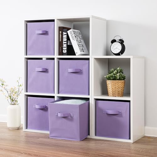 Stero Fabric Storage Bins 6 Pack Fun Colored Durable Storage Cubes with Handles Foldable Cube Baskets for Home, Kids Room, Closet and Toys Organization Purple - Image 7