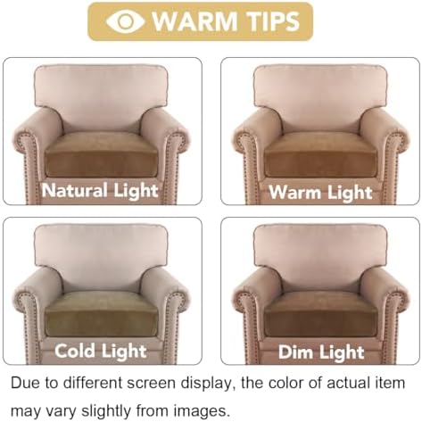 H.VERSAILTEX Velvet Stretch Couch Cushion Cover Plush Cushion Slipcover for Chair Cushion Furniture Protector Seat Cushion Sofa Cover (1 Piece Armchair Cushion Covers, Camel) - Image 6