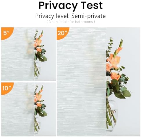 Haton Window Privacy Film, White Stripe Non-Adhesive, 17.5" x 78.7" - Image 7