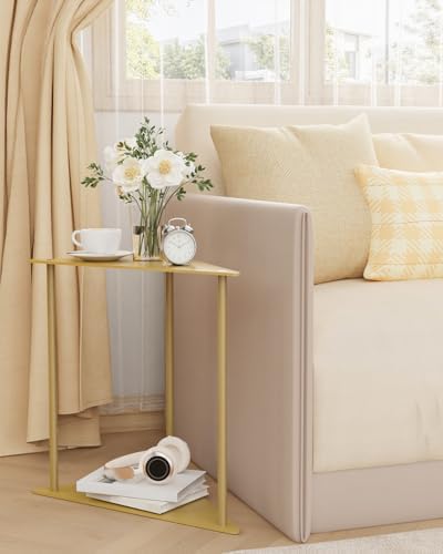 Yawinhe Triangle Metal Side Table,2-Tier Small Corner Table,Golden,1 Pack - Image 6