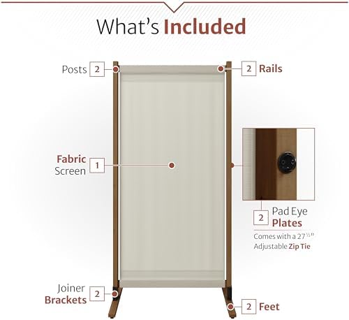 Enclo Fabric + Wood Freestanding/Surface Mounted Privacy Screen, Cedar Wood - Image 6