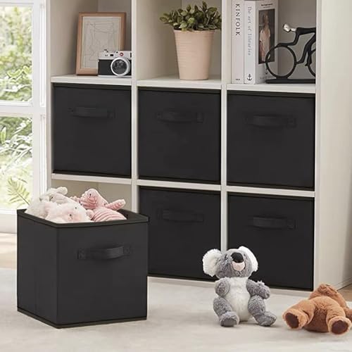 EBIGIC Kids Storage Bins 9.0"x7.5"x7.5" Small Size Fabirc Foldable Closet Toy Organizer Collapsible Cloth Black - Image 6