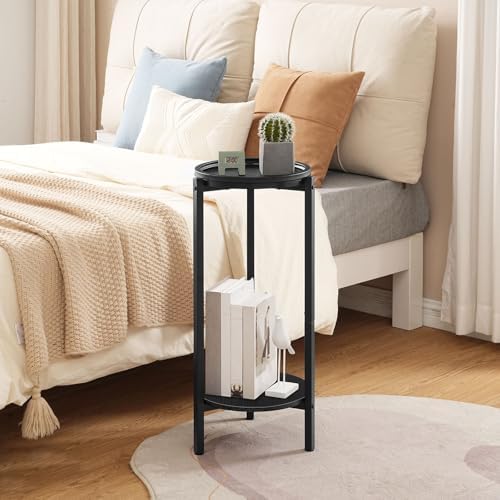 HOOBRO Small Round Side Table, 2-Tier Circle End Table for Small Space - Image 6