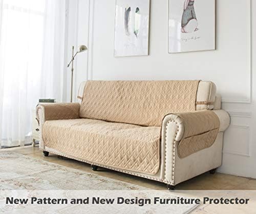 Ameritex Couch Sofa Slipcover 100% Waterproof Nonslip Quilted Furniture Protector Slipcover for Dogs, Children, Pets Sofa Slipcover Machine Washable (Sand, 68") - Image 7
