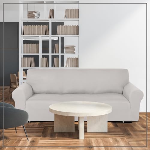 Peryiter 3 Pcs Couch and Loveseat Sofa Covers,Silver Gray,Milk Silk - Image 7