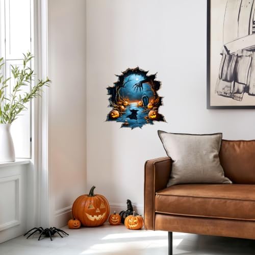 Halloween Graveyard Wall Decals Peel and Stick Haunted Cemetery Stickers, Removable Vinyl Spooky Wall Decor for Party Home Decoration - Image 7