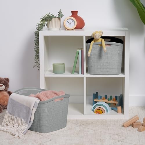 Curver Set of 2 XL 30.5 L Jute Decorative Plastic Organization and Storage Baskets - Perfect Bins for Home Office, Closet Shelves, Kitchen Pantry and All Bedroom Essentials, Grey - Image 3
