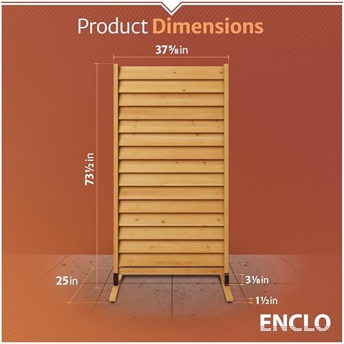 Enclo Louvered Freestanding/Surface Mounted Privacy Screen, Cedar Wood - Image 6