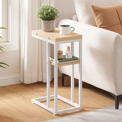 HOOBRO Foldable C Shaped End Table, C Shaped Side Table with Storage Shelf, Slide Under Couch Table for Sofa, Small Spaces, for Living Room, Bedroom, Easy Assembly, Natural WN29SF01 - Image 6