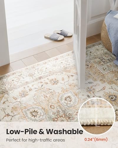 AMADA HOMEFURNISHING 2x6 Washable Runner Rug, Low-Profile Kitchen Rugs with Non-Slip Backing & Durable Edge Binding, Vintage Entryway Runner Rug for Bedroom & Hallway - Image 6