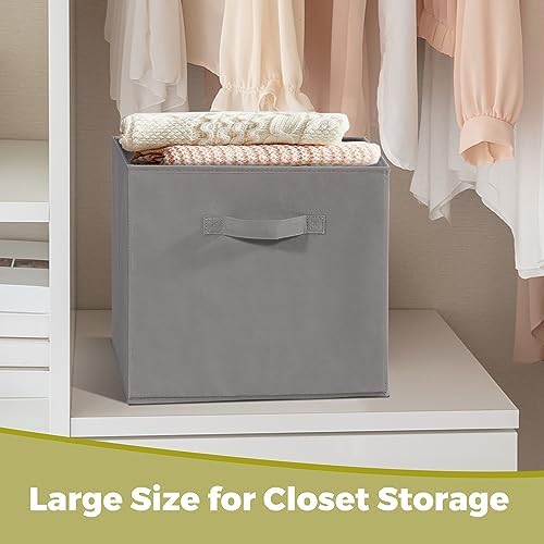 11 Inch Fabric Storage Cubes, Sturdy Foldable Storage Bins, Heavy Duty Cube Organizer for Clothes, Blankets, Shelves, Closets, Bedroom, Living Room, Gray, 7 Pack - Image 7