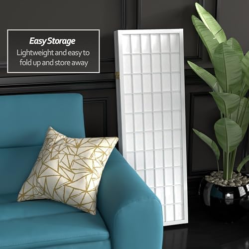 4 ft. Short Window Pane Shoji Screen - White - 5 Panels - Image 6