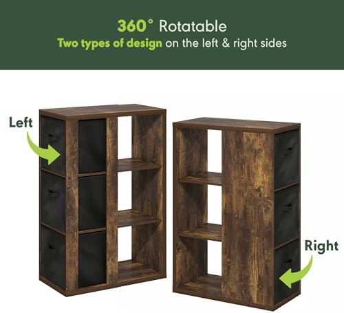 Furinno Viola Book Shelf, 3-Tier Bookshelf, Cube Storage Organizer Bookcase with Open Shelf, with Storage Bins, 13.6 x 29.3 x 43.8, for Living Room, Bedroom, Home Office, Amber Pine/Black - Image 7