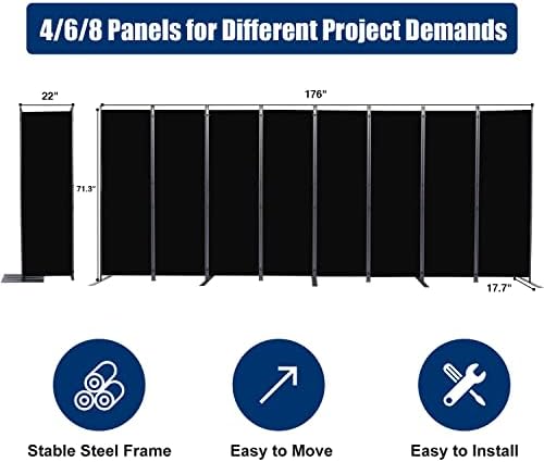 Room Divider 8 Panel-176''Wide,6FT Room Dividers and Folding Privacy Screen - Image 6