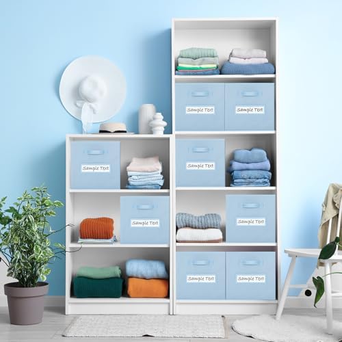 Fabric storage cubes (8 Pack) 11 Inch Cube Storage Bin, cube organizer bins with 8 Labels Window Cards & a Pen, Foldable cube organizer bins and Storage Box, Pastel Blue - Image 6