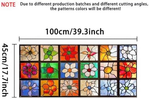 BlissYard Rainbow Flower Stained Glass Window Cling 39.3x17.7 Inch PVC - Image 6