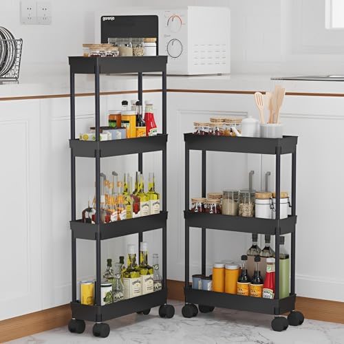 Sooyee 4 Tier Slim Storage Cart, Black - Image 6