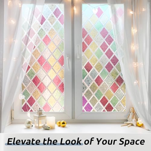 rabbitgoo Window Privacy Film, Stained Glass, Multicolor 35.4" x 78.7" - Image 7