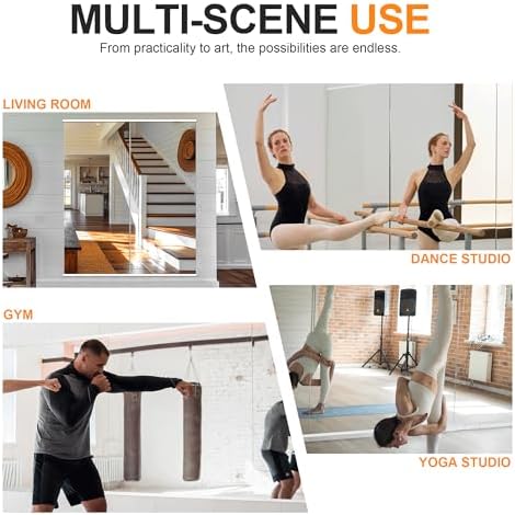 Delma Large Full Body Mirror for Yoga, Frameless Wall-Mounted Glass Panel (60"x25"-White) 2PCS for Home, Garage, Bedroom & Bathroom - Image 6
